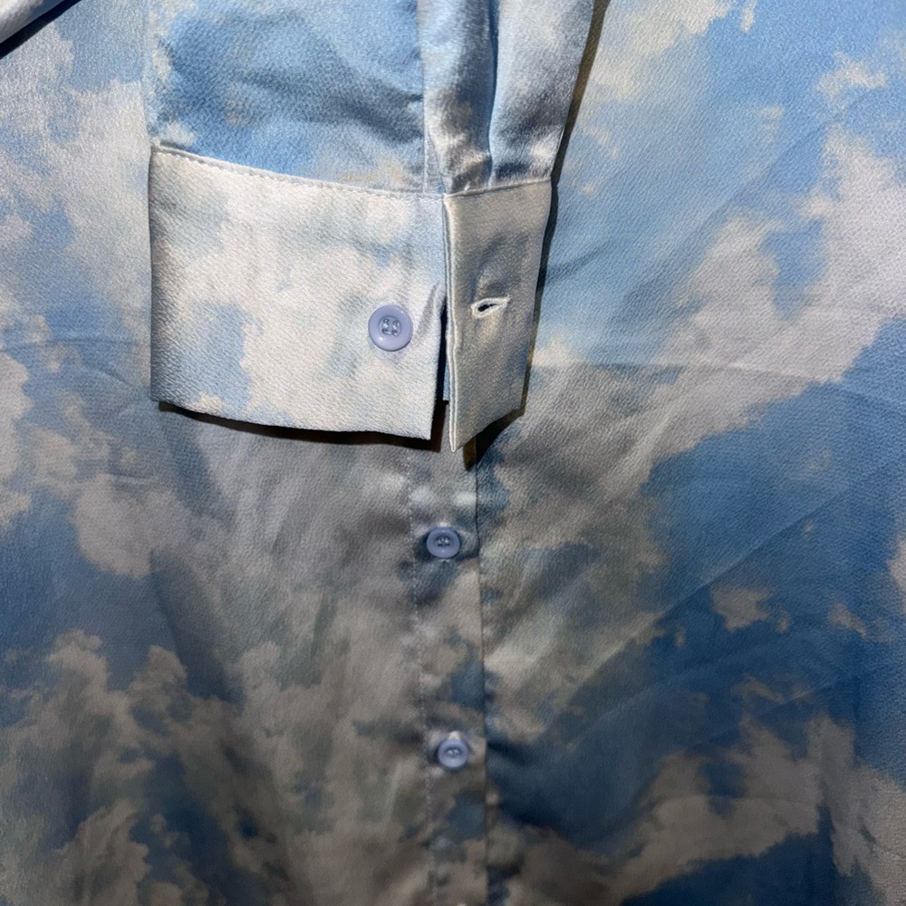 AKIRA Sky Blue and White Cloud Mini Dress - Picture 5 of 7